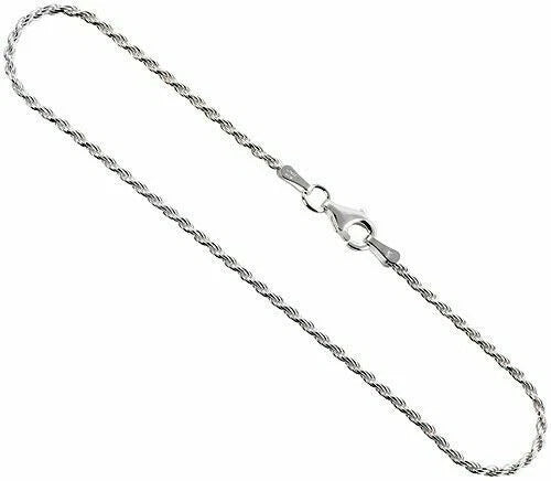 2MM Solid 925 Sterling Silver Italian DIAMOND CUT ROPE CHAIN Necklace Italy