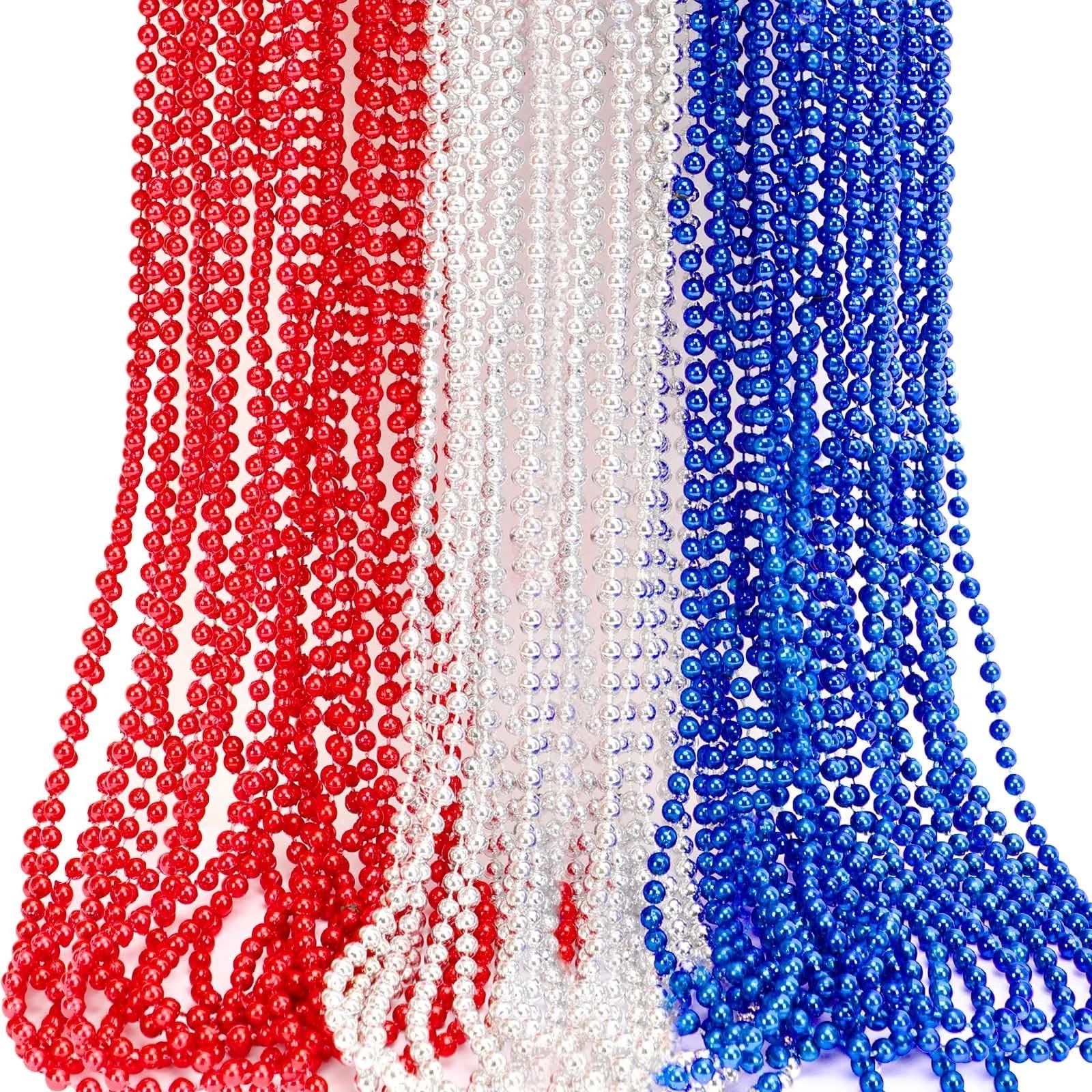 JULBEAR 4th of July Beads Necklaces, 30Pcs 5.9 x 6.6 x 1.1 inches, Multicolor