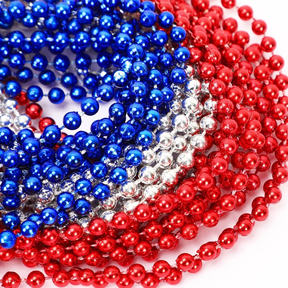 JULBEAR 4th of July Beads Necklaces, 30Pcs 5.9 x 6.6 x 1.1 inches, Multicolor