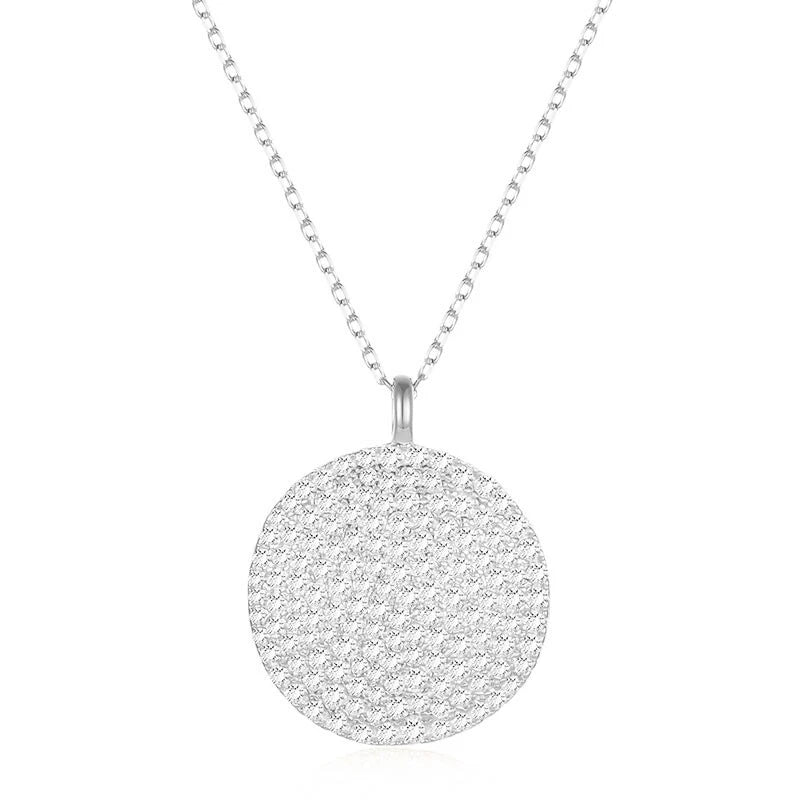 1.32 Ct Moissanite Cluster Pendant Necklace 18'' 14K White Gold Gift New