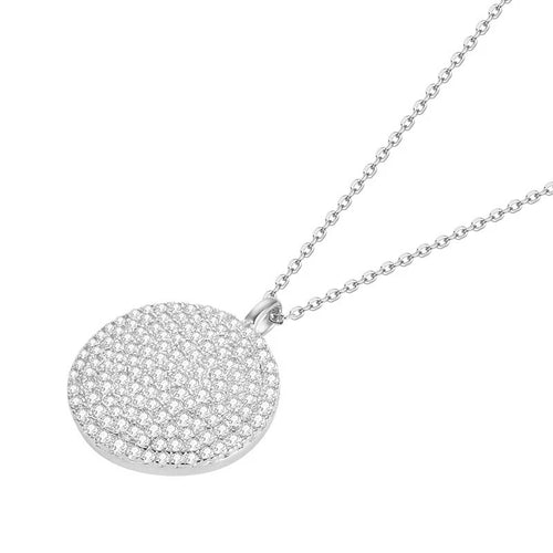 1.32 Ct Moissanite Cluster Pendant Necklace 18'' 14K White Gold Gift New