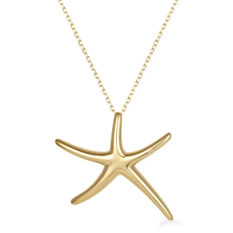 Starfish 925 Solid Sterling Silver 14k Gold Vermeil Pendant 18" Necklace Gift