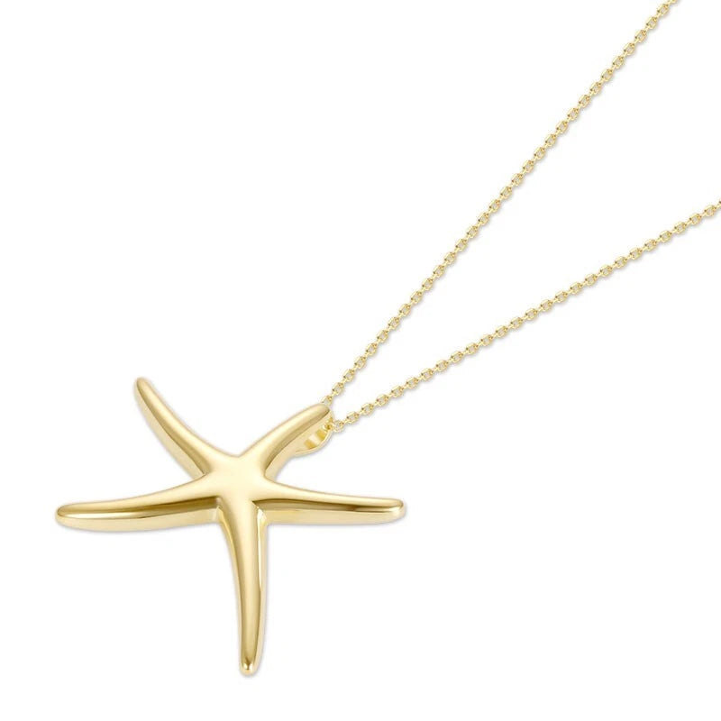 Starfish 925 Solid Sterling Silver 14k Gold Vermeil Pendant 18" Necklace Gift