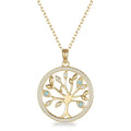 .75ct MOISSANITE TREE OF LIFE 14k Yellow Gold Pendant 18" Necklace New Gift