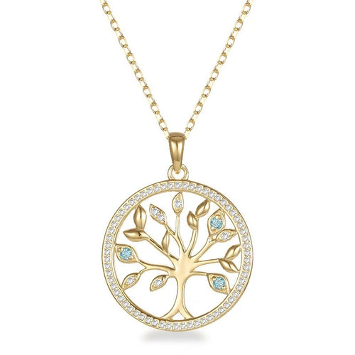 .75ct MOISSANITE TREE OF LIFE 14k Yellow Gold Pendant 18" Necklace New Gift